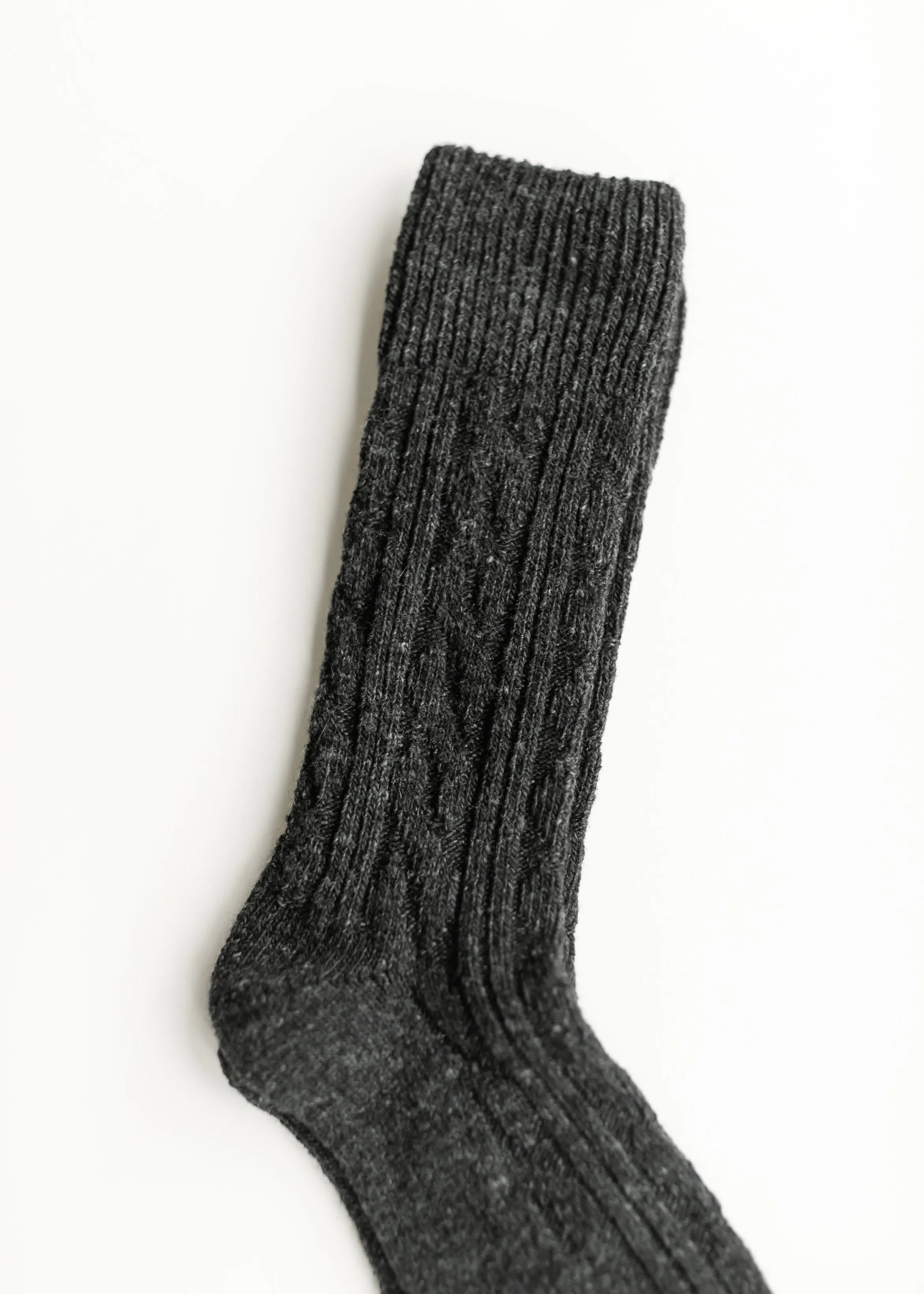 Rib Knitted Wool Blend Crew Socks