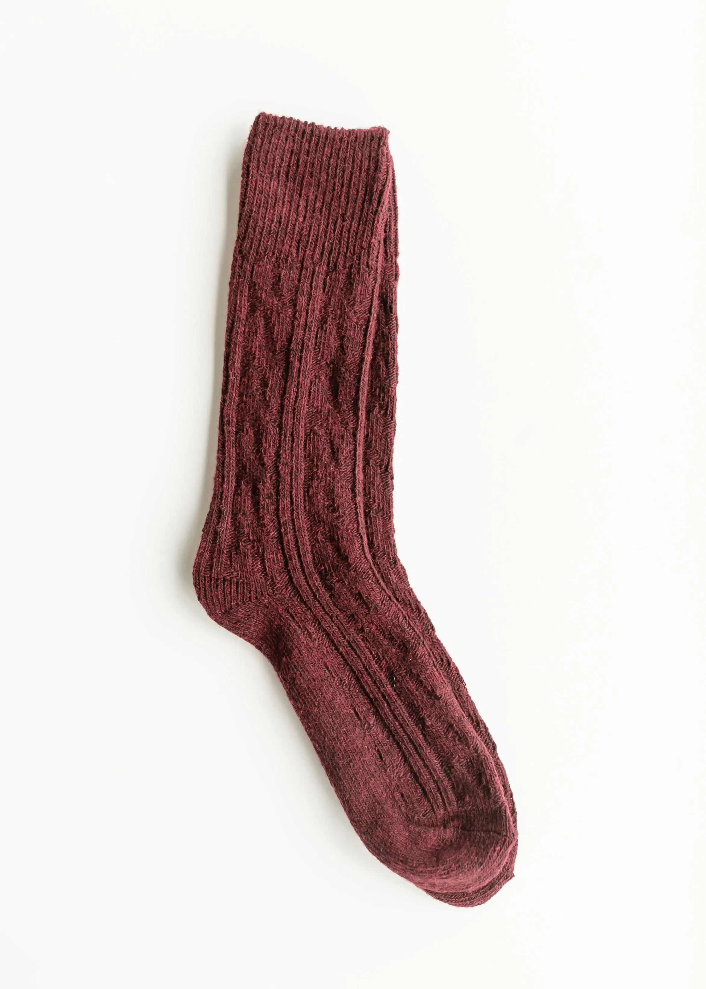 Rib Knitted Wool Blend Crew Socks