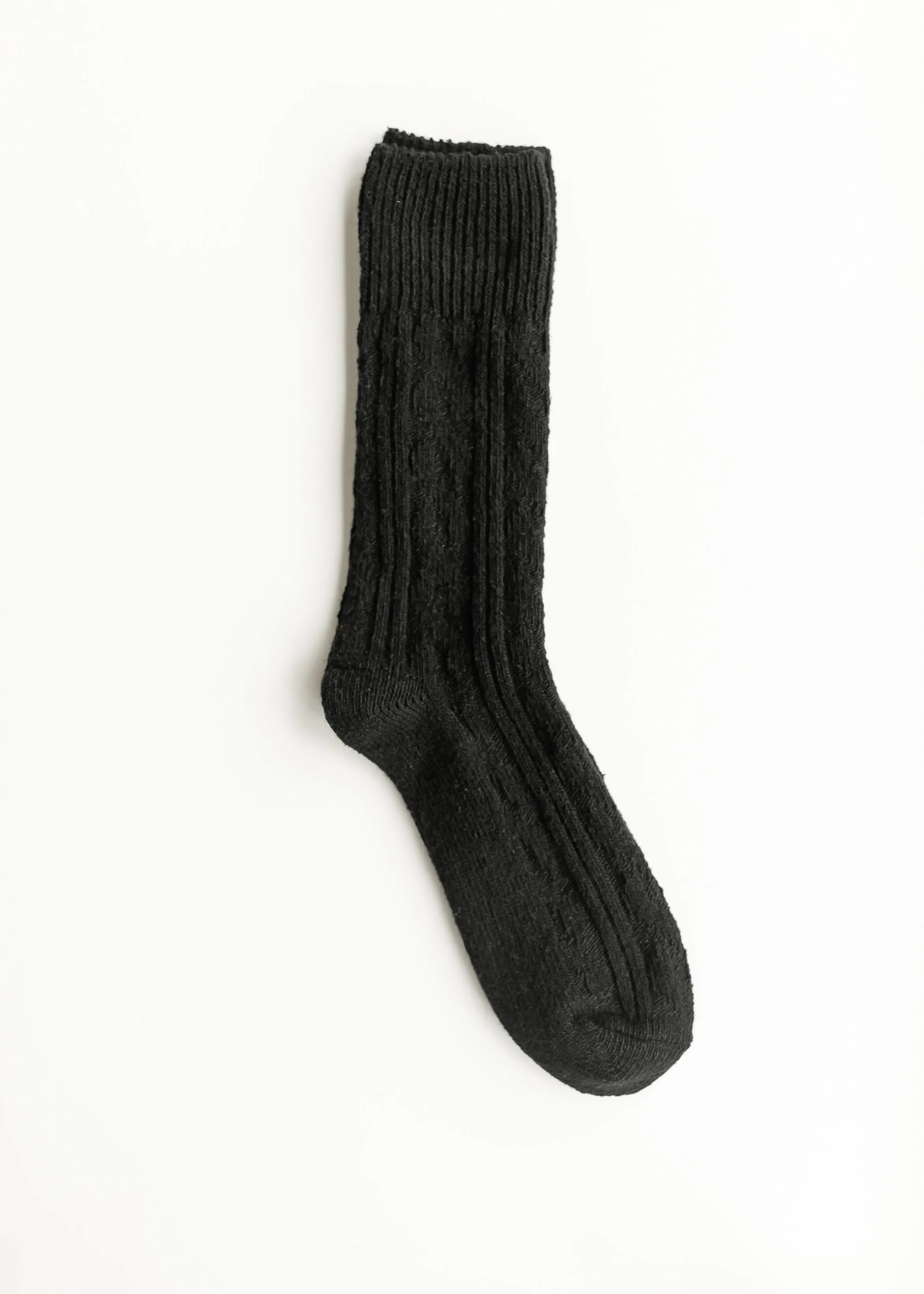 Rib Knitted Wool Blend Crew Socks