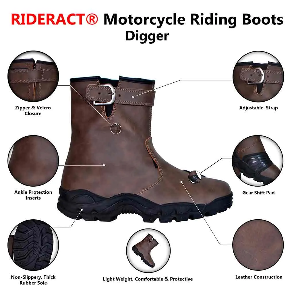 RIDERACT® Motorcycle Boots Digger Motorbike Boots for Men