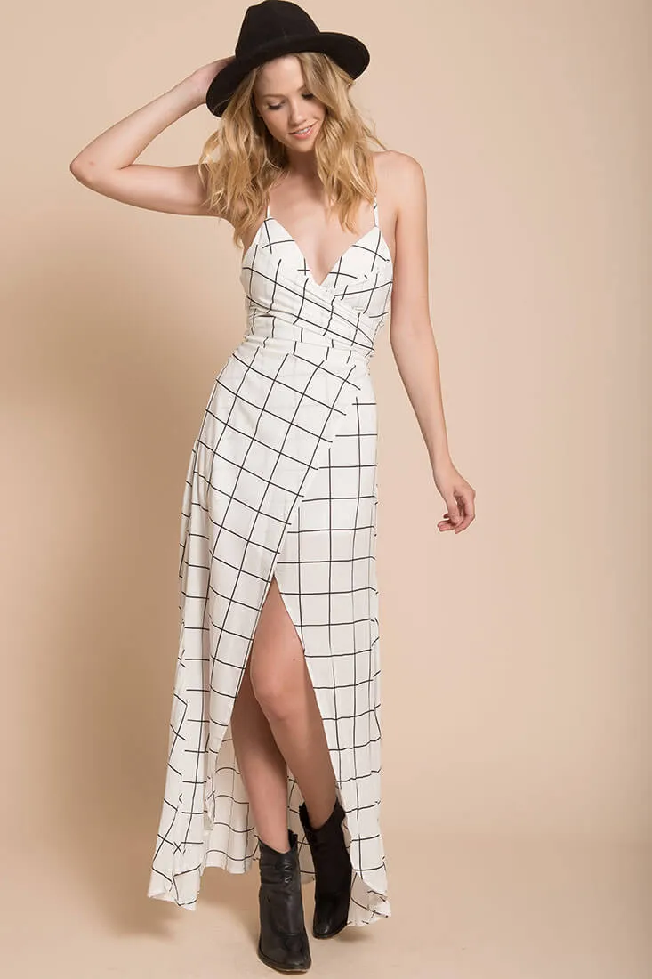 Riva Bodycon Maxi Dress White Print