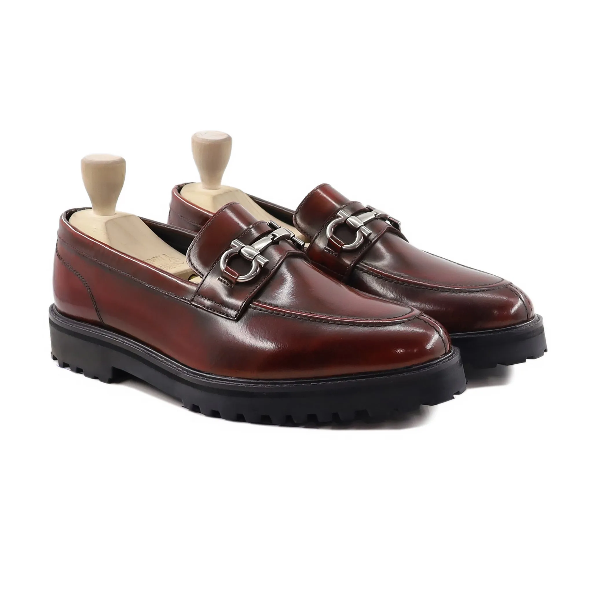 Rory - Men's Burnished Oxblood Box Leather High Shine Loafer