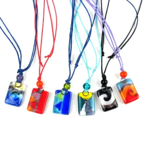 Sand and Sea Small Fused Glass Pendant Necklace Tili Glass