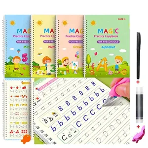 Sank Magic Practice Copybook Reusable Writing Book (4 Drawing Books with Pen)