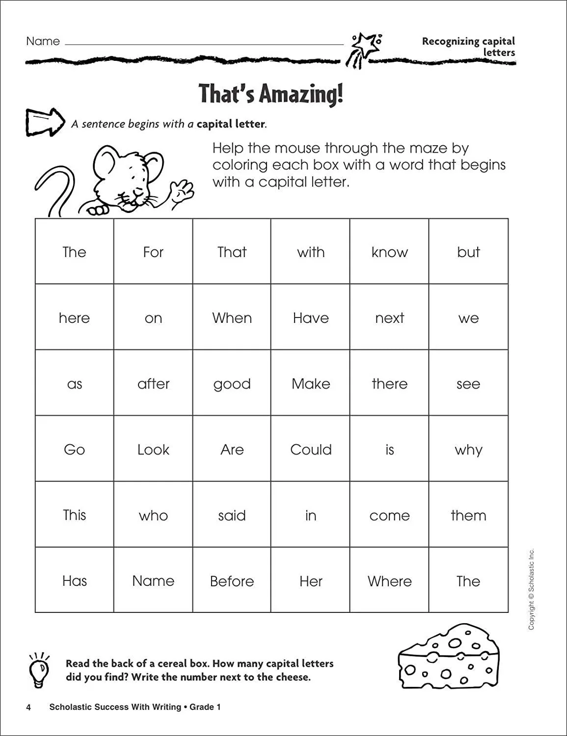 Scholastic Success With Writing - Grade 1 Workbook