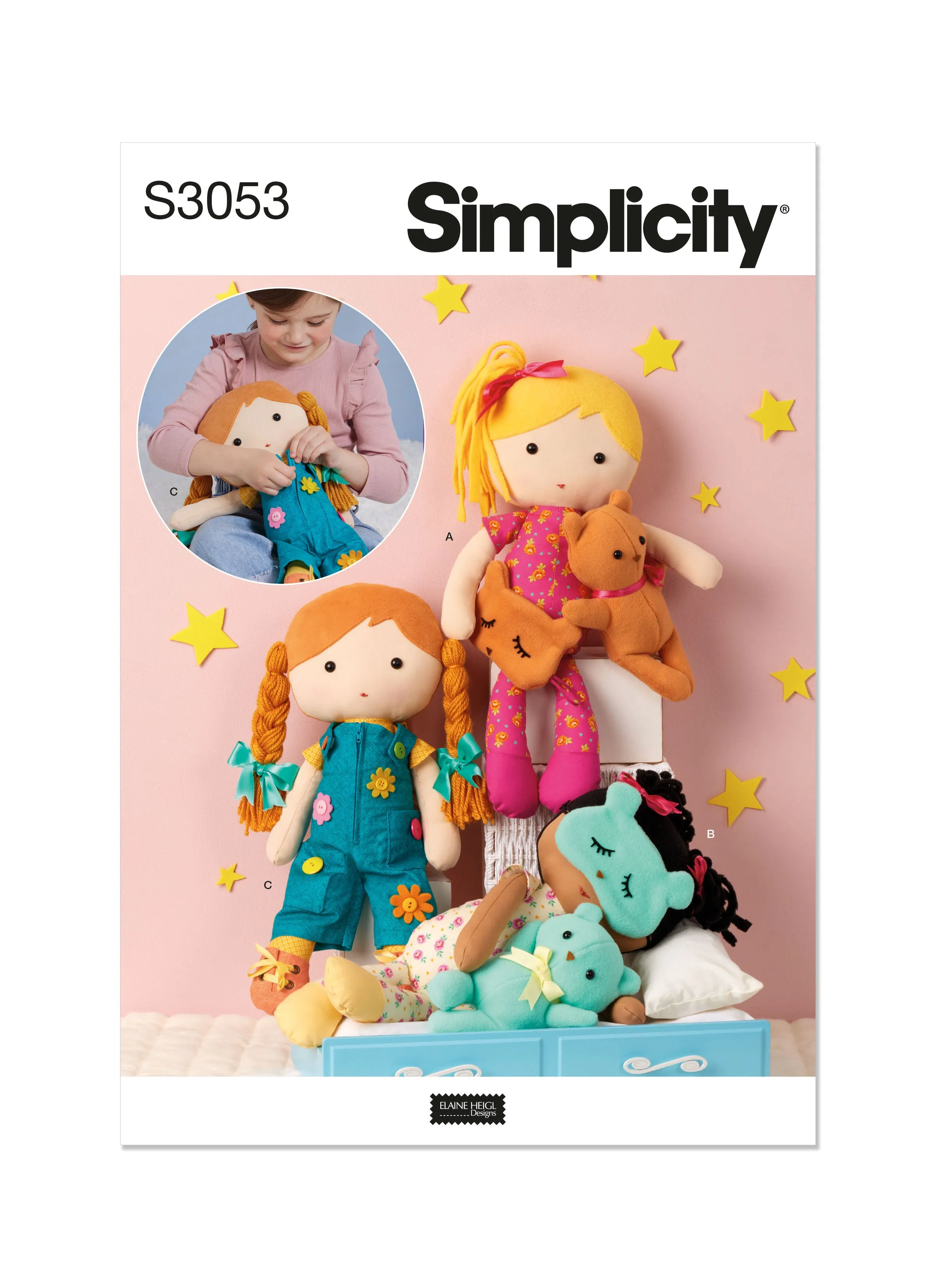 Simplicity sewing pattern S3053 Stuffed Dolls with Clothes