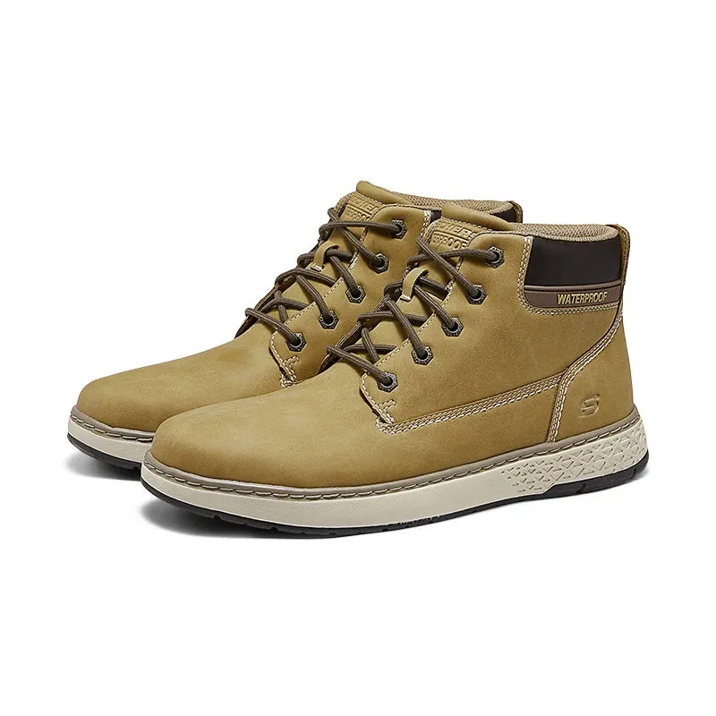 Skechers Men's High-Top Desert Boots, Classic Outdoor Ankle Leather Boots, All-Match Fashion Footwear