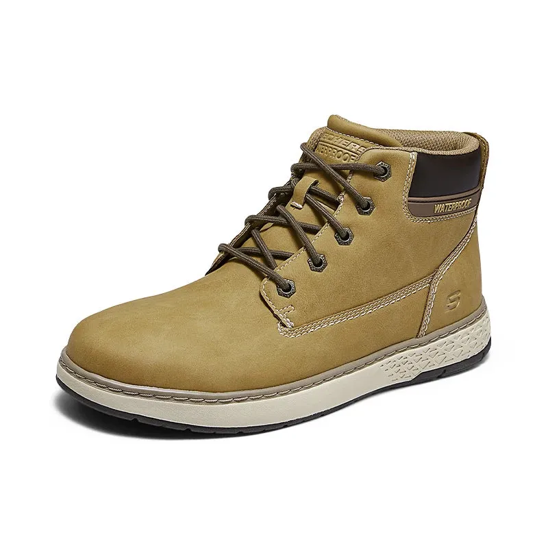 Skechers Men's High-Top Desert Boots, Classic Outdoor Ankle Leather Boots, All-Match Fashion Footwear