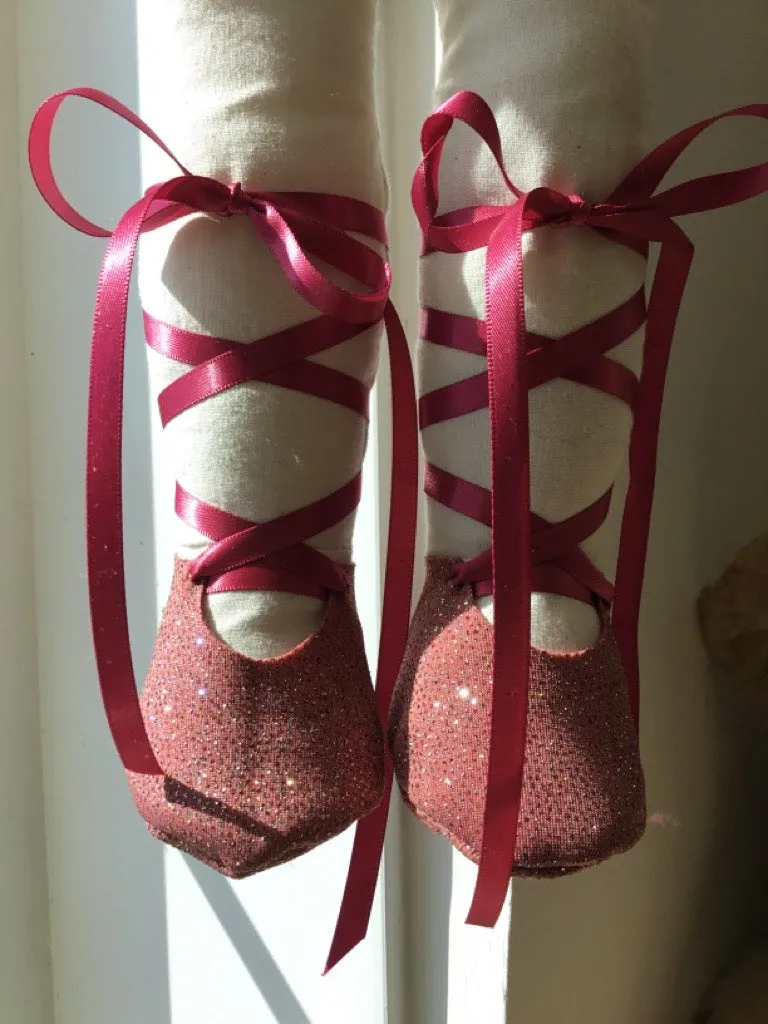 Sparkly Glitter Pink Scuba - For Rag Doll Shoes - A4 pieces - Ballet/Dance/ Party Shoes