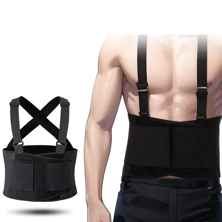 Sports Back Support Belt Waist Pain Protection Belt with Suspender Strap for Heavy Lifting, Size: XXL