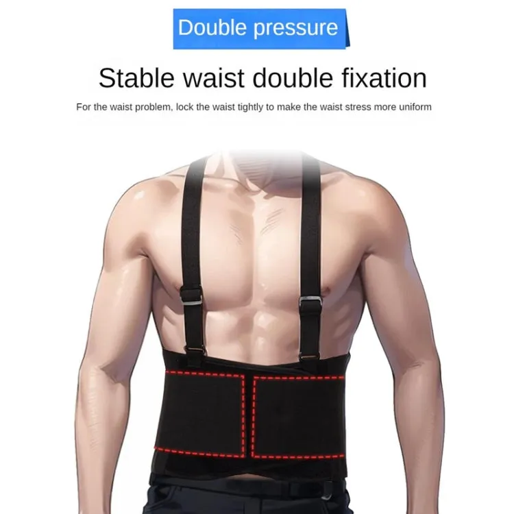 Sports Back Support Belt Waist Pain Protection Belt with Suspender Strap for Heavy Lifting, Size: XXL