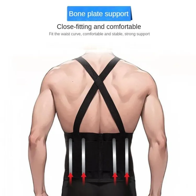 Sports Back Support Belt Waist Pain Protection Belt with Suspender Strap for Heavy Lifting, Size: XXL