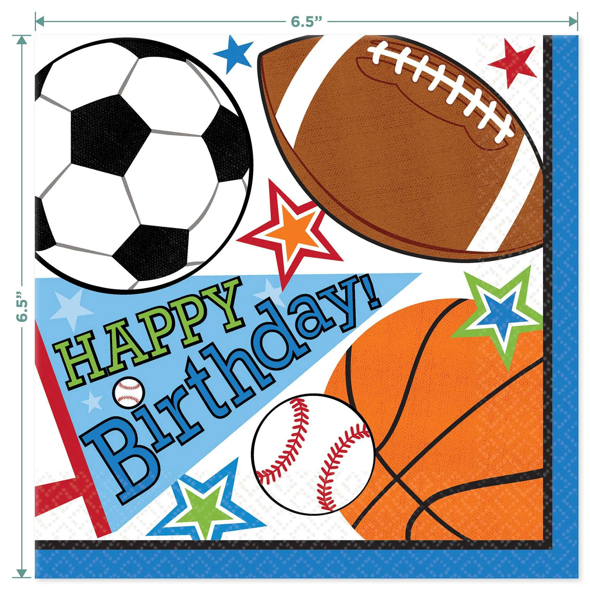 Sports Theme Party - Football, Baseball, Basketball, and Soccer (Mutli Sport Paper Dinner Plates and Luncheon Napkins Football, Baseball, Basketball, Soccer, and Hockey (Serves 16))