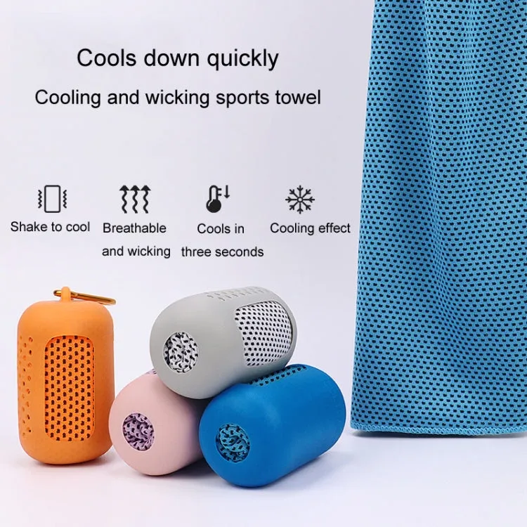 Sports Towel Set Travel Portable Quick Dry Cold Feeling Towel With Silicone Sleeve Storage Bag, Size: 30x90cm(Grey)