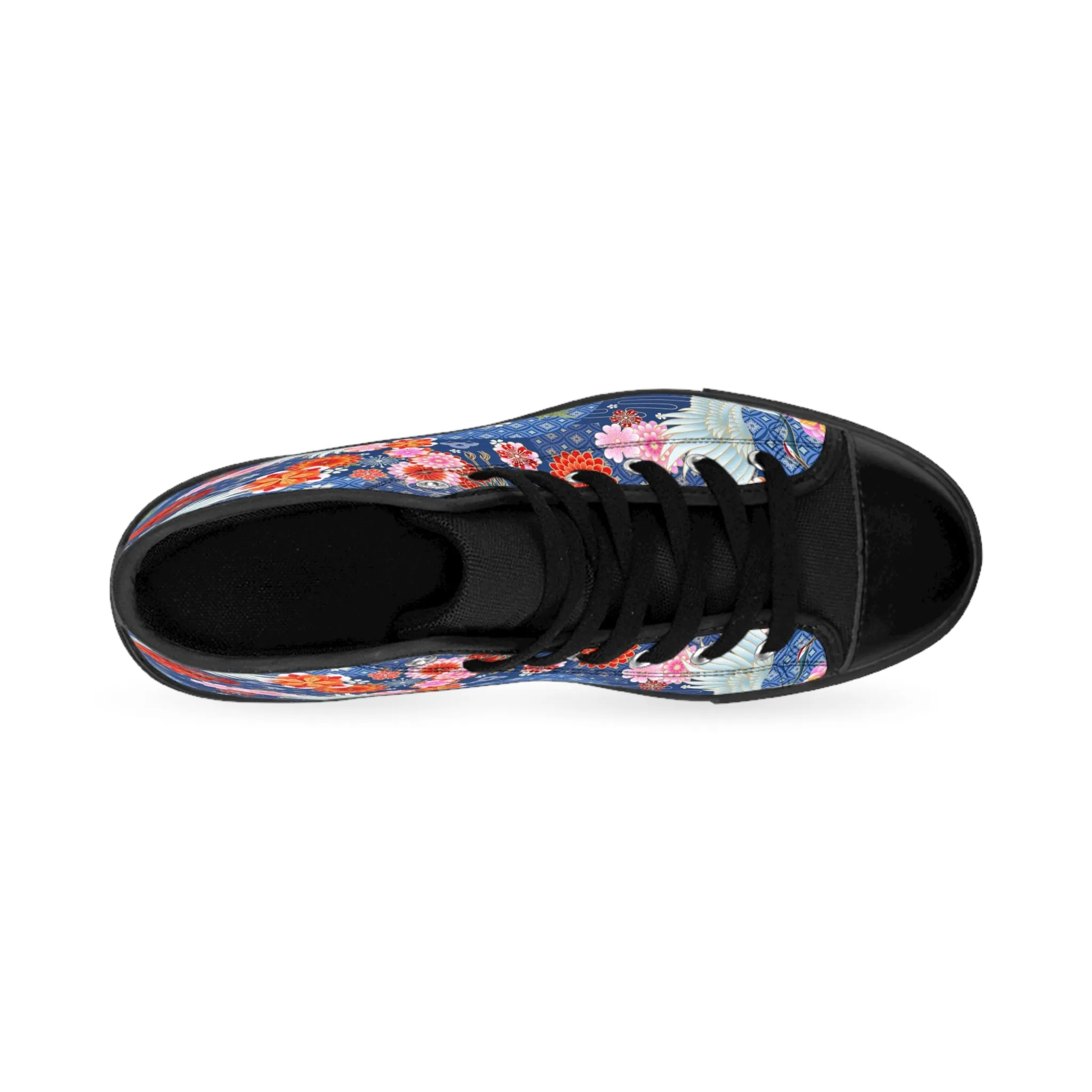 Swan Blue Background Women's Classic Sneakers