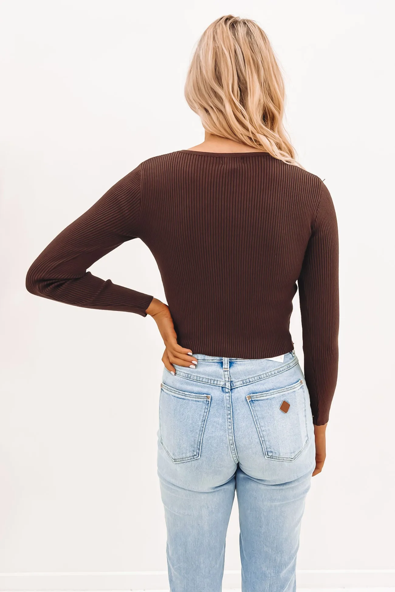 Tahan Ribbed Long Sleeve Top Chocolate