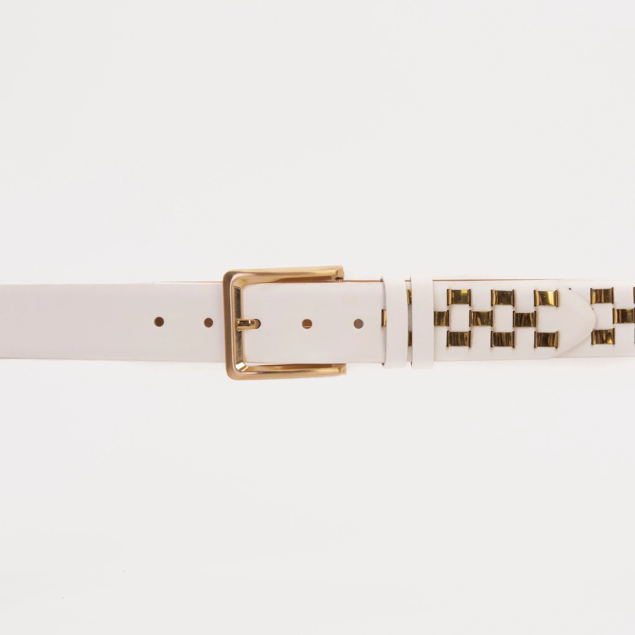 The Mackenzie White & Gold Woven Leather Belt