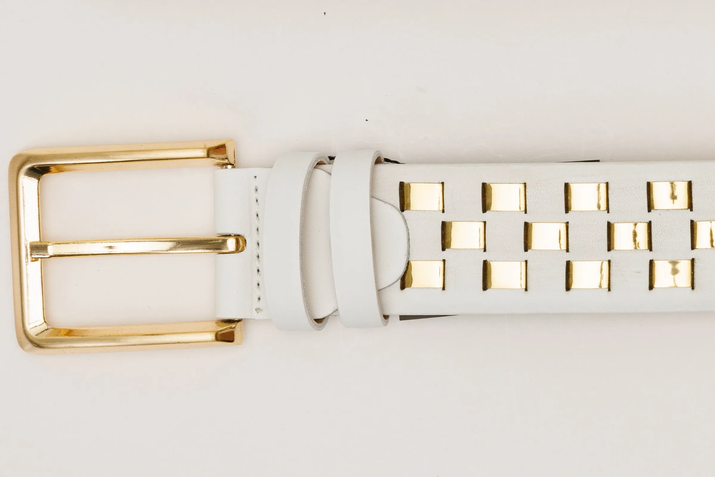 The Mackenzie White & Gold Woven Leather Belt