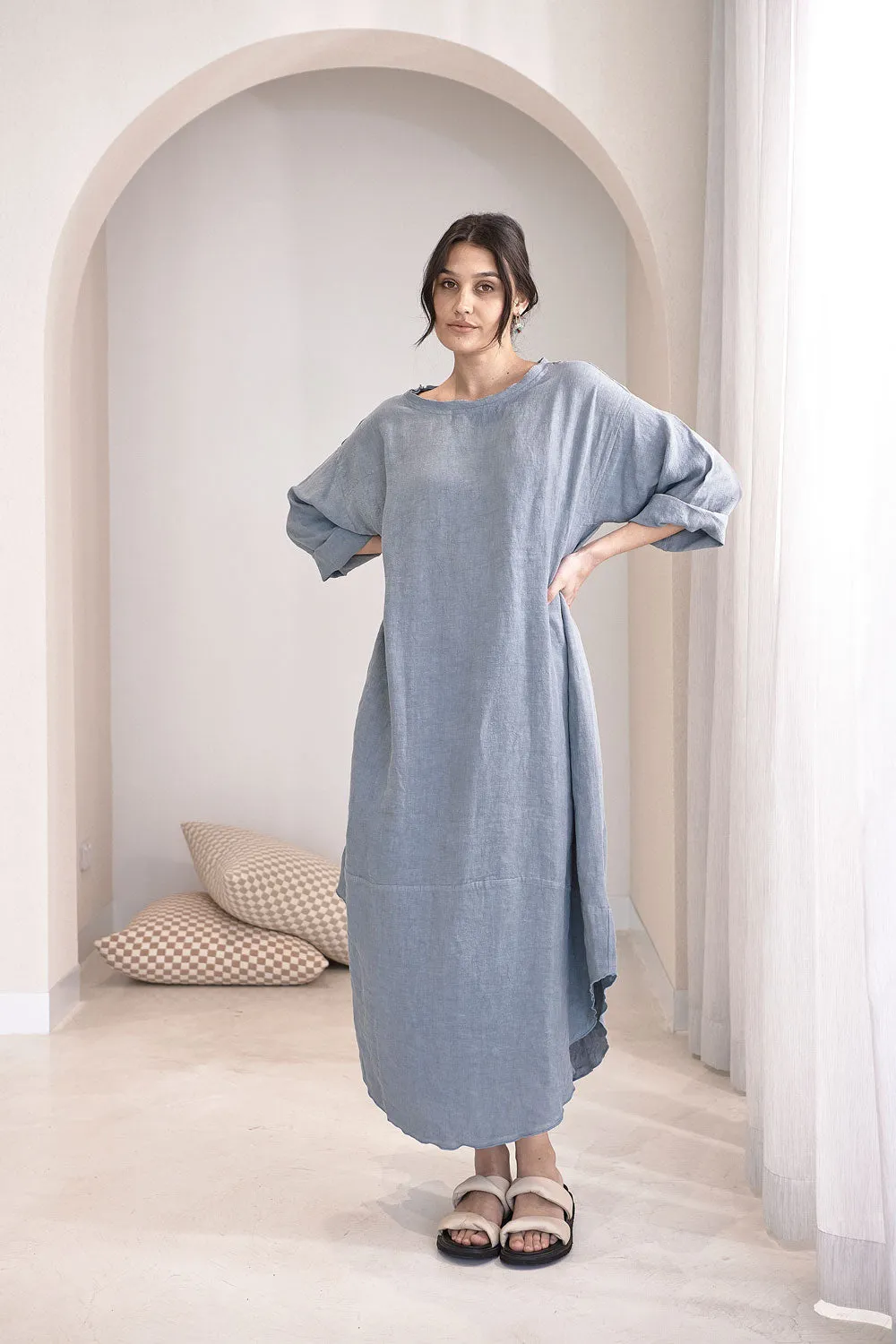 The Malle Linen Dress - Blue