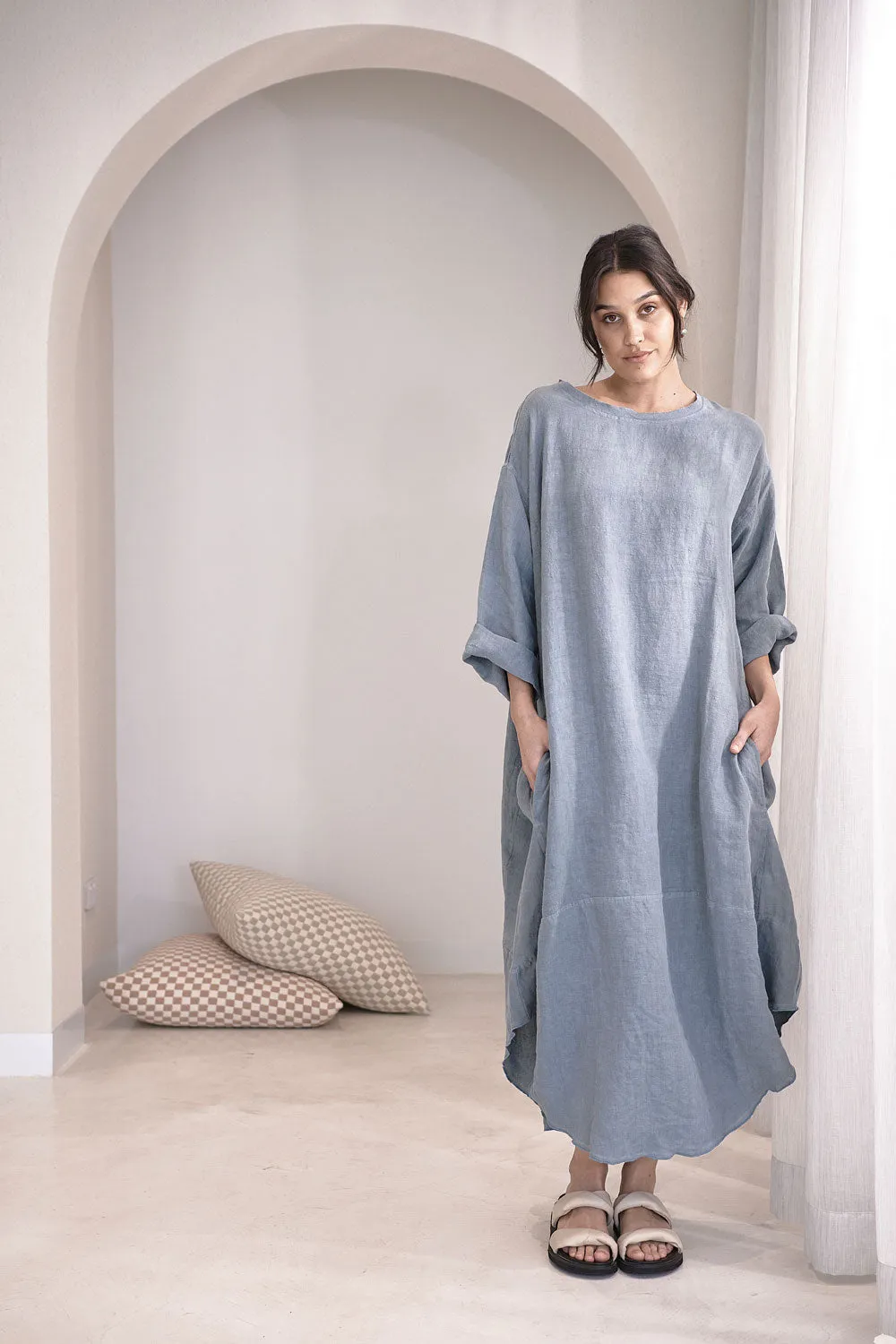 The Malle Linen Dress - Blue