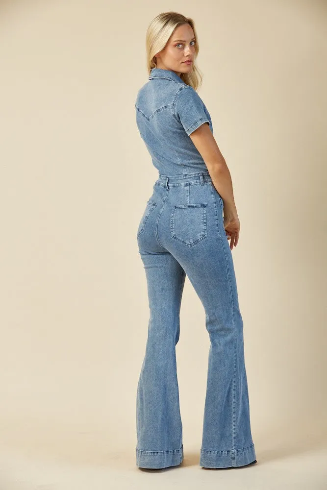 The Star-Studded Vintage Denim Jumpsuit