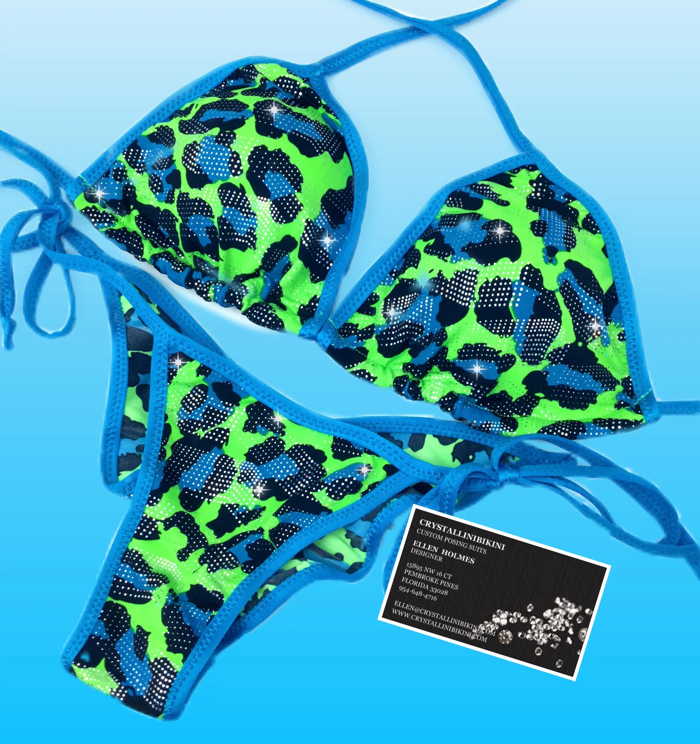 Turquoise/lime  metallic practice  bikini