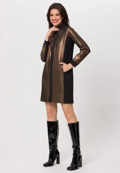 Tuzzi Metallic Bronze Long Sleeved Dress