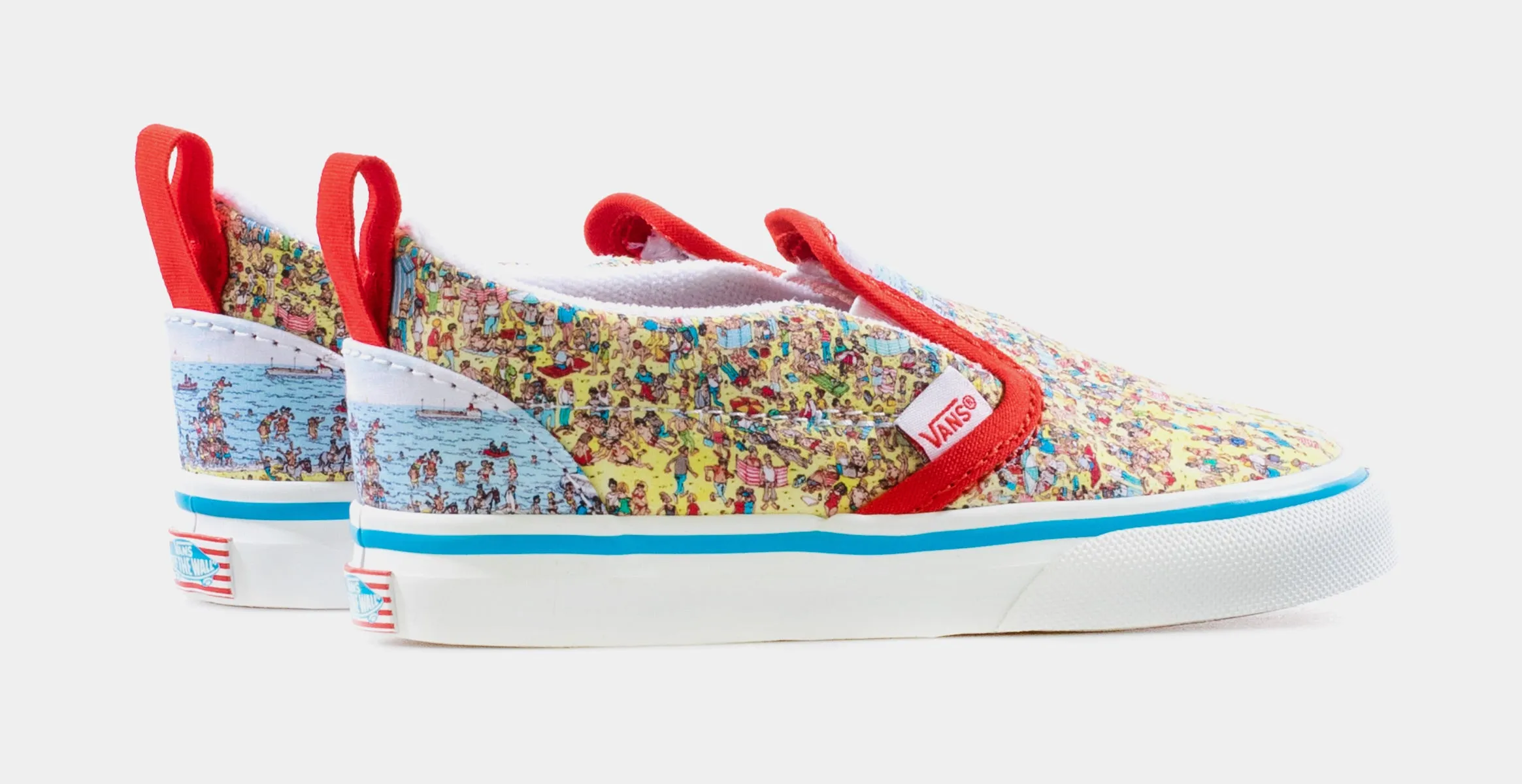 Vans X Where's Waldo? Classic Slip-On Infant Toddler Lifestyle Shoe (Yellow/Blue/Red)