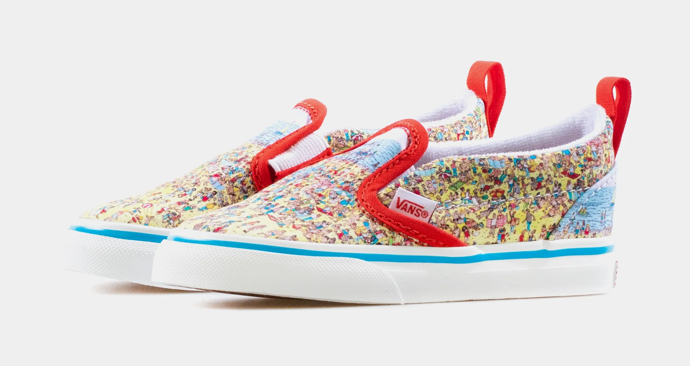 Vans X Where's Waldo? Classic Slip-On Infant Toddler Lifestyle Shoe (Yellow/Blue/Red)