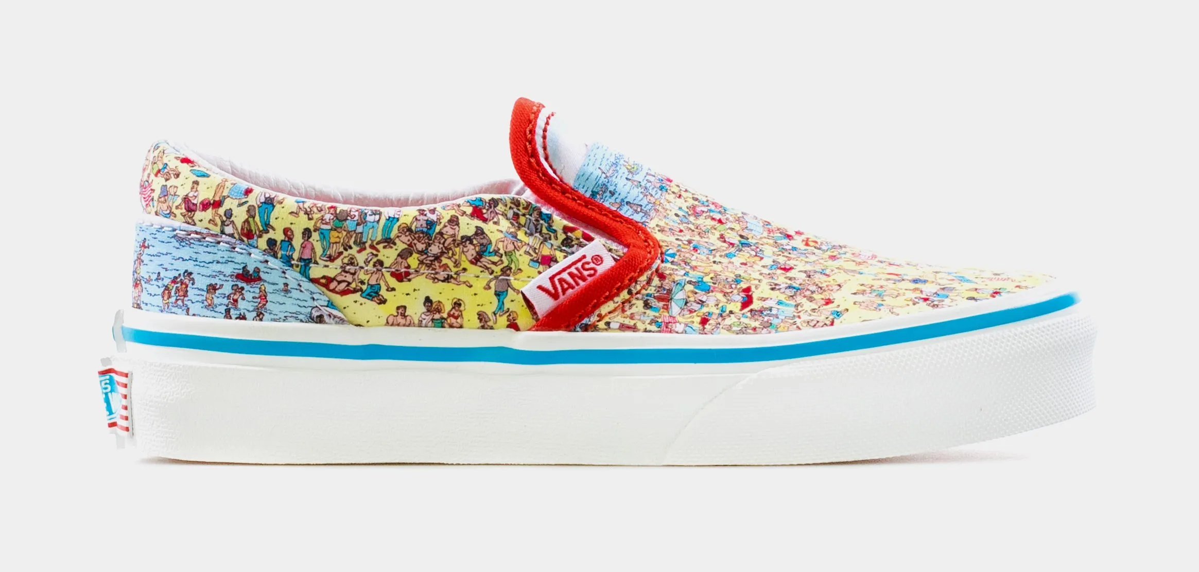 Vans X Where's Waldo? Classic Slip-On Preschool Lifestyle Shoe (Yellow/Blue/Red)