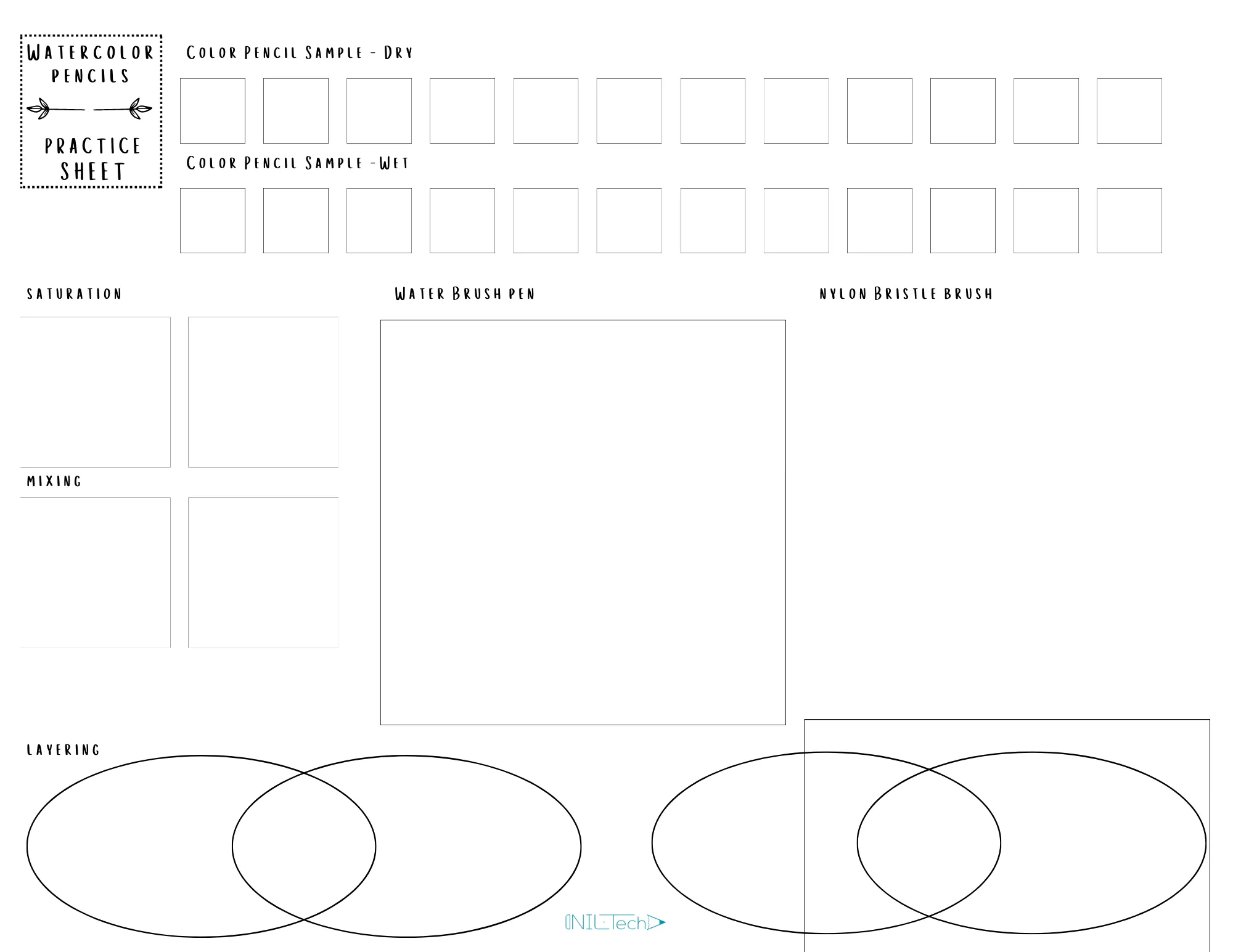 Watercolor Pencils Practice Sheets