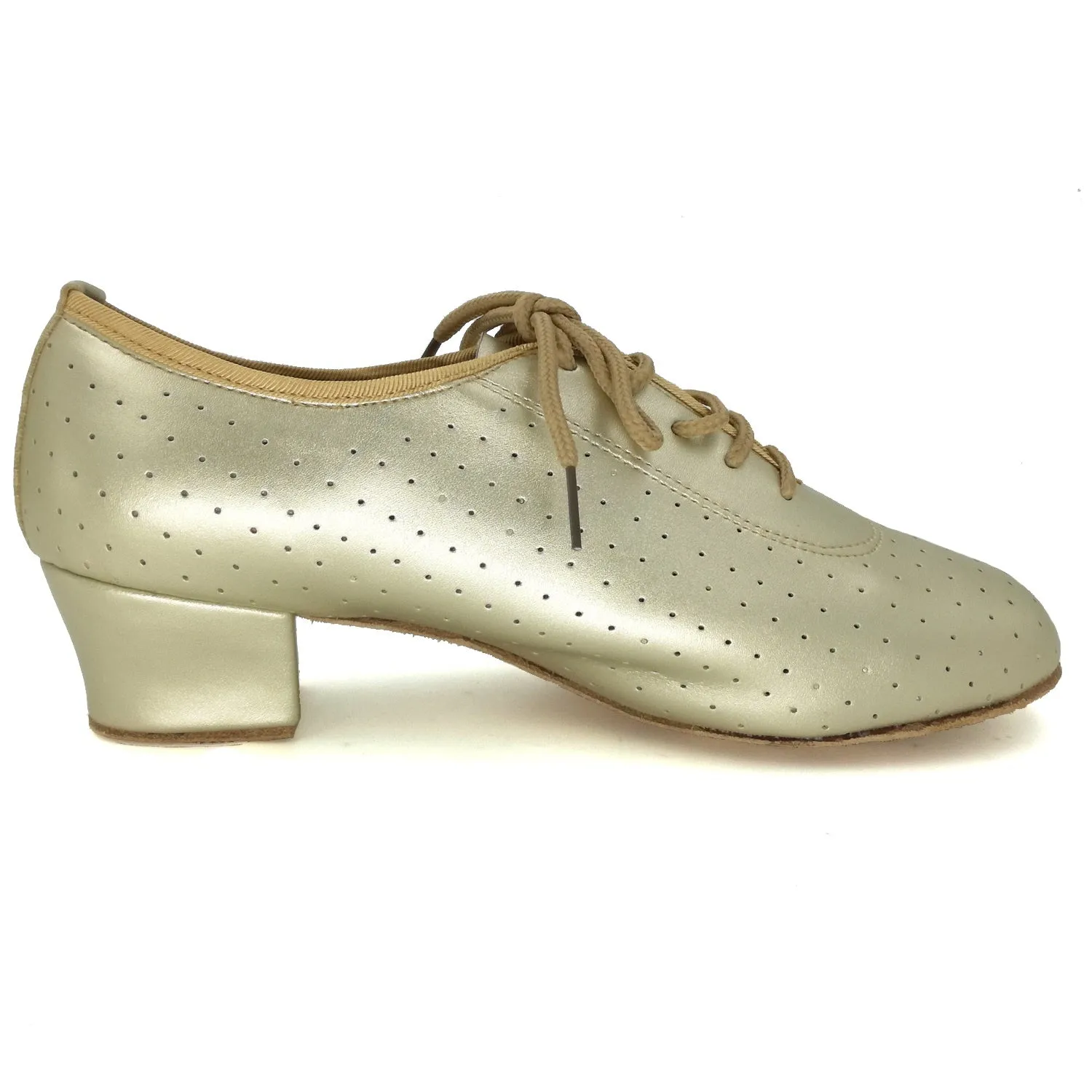 Women Ballroom Dancing Shoes Ladies Tango Latin Practice Dance Shoe Suede Sole Lace-up Closed-toe Gold