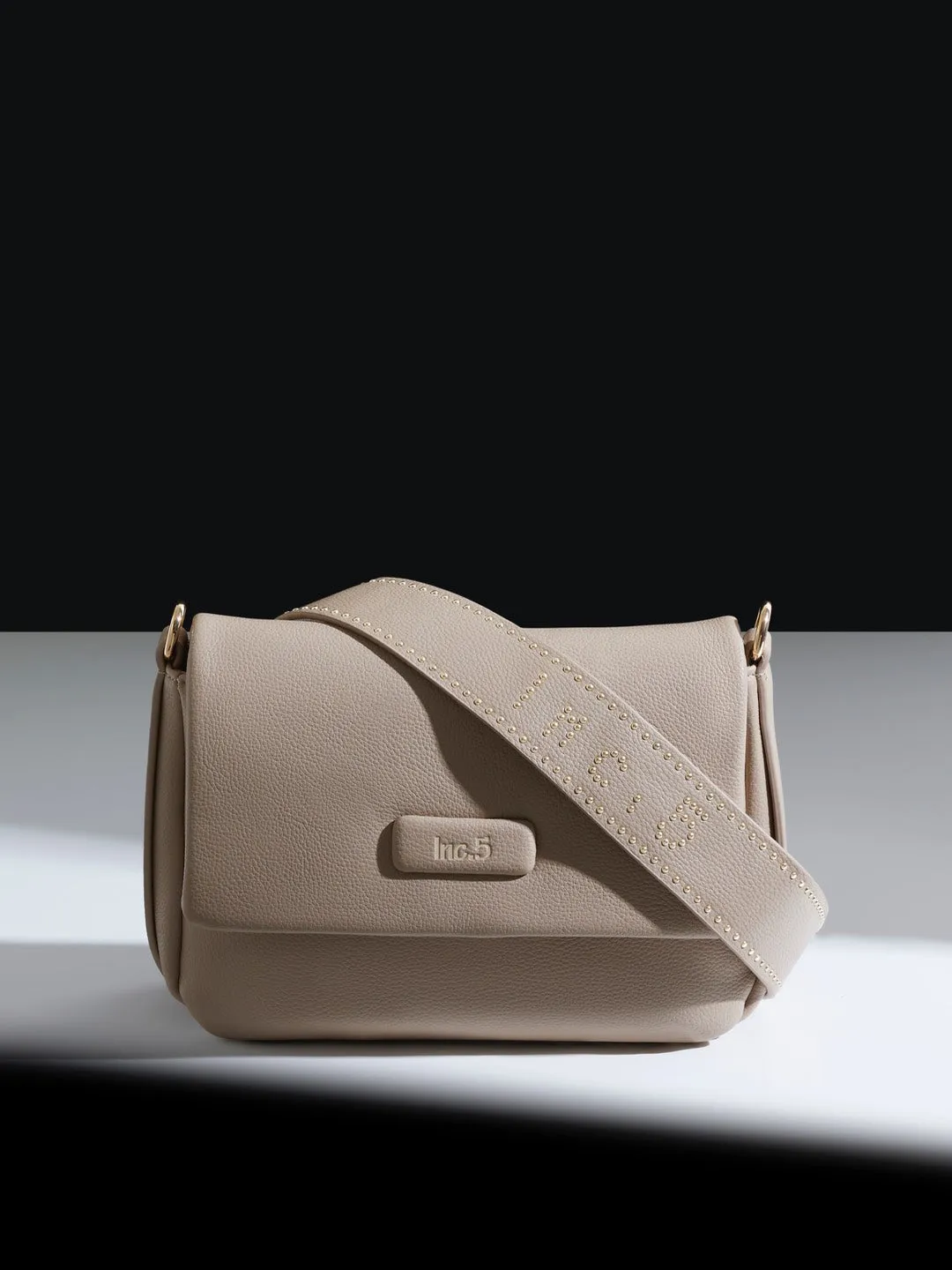 Women Beige Solid Structured Shoulder Bag